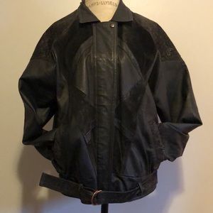 Vintage leather oversized bomber jacket small